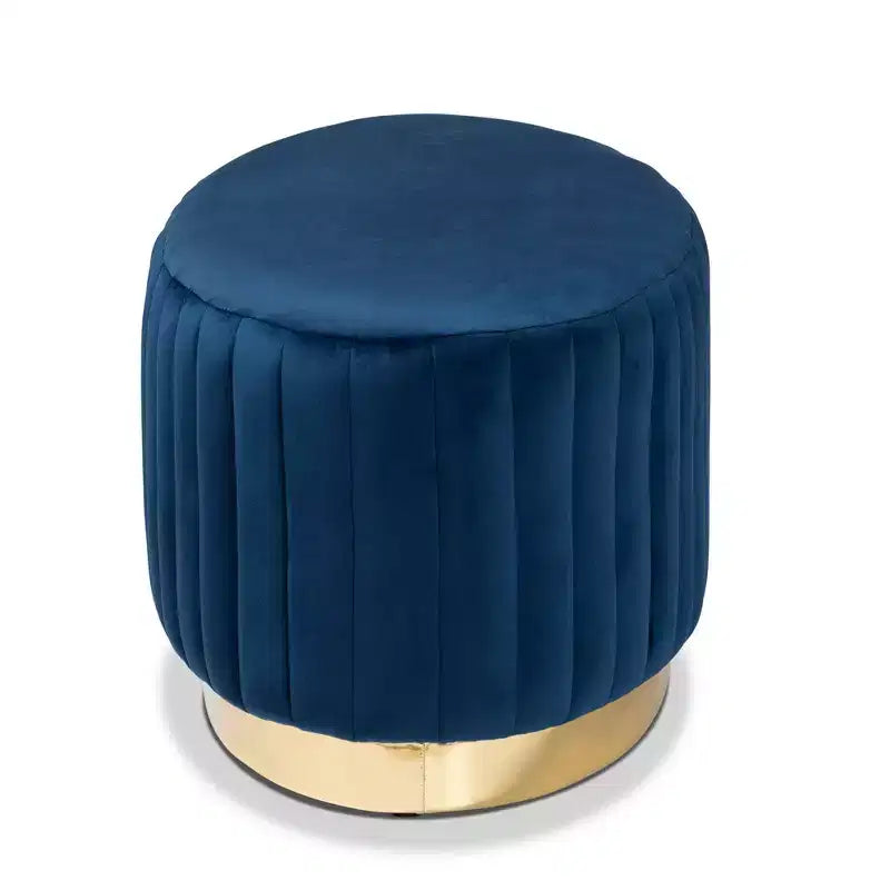 Kirana Velvet Fabric Upholstered and PU Ottoman Gold - Baxton Studio