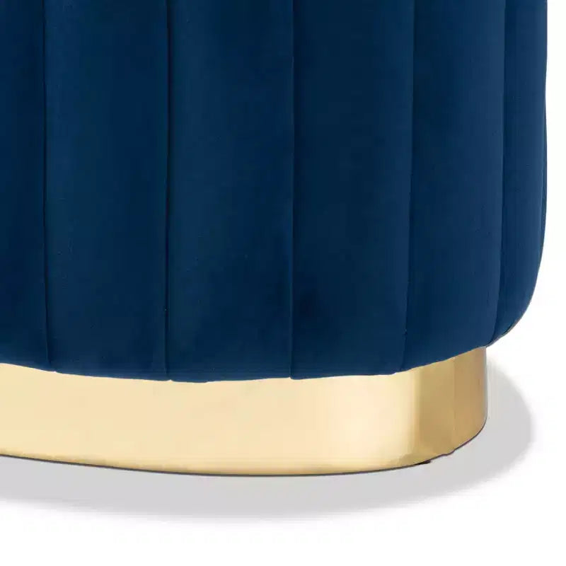 Kirana Velvet Fabric Upholstered and PU Ottoman Gold - Baxton Studio