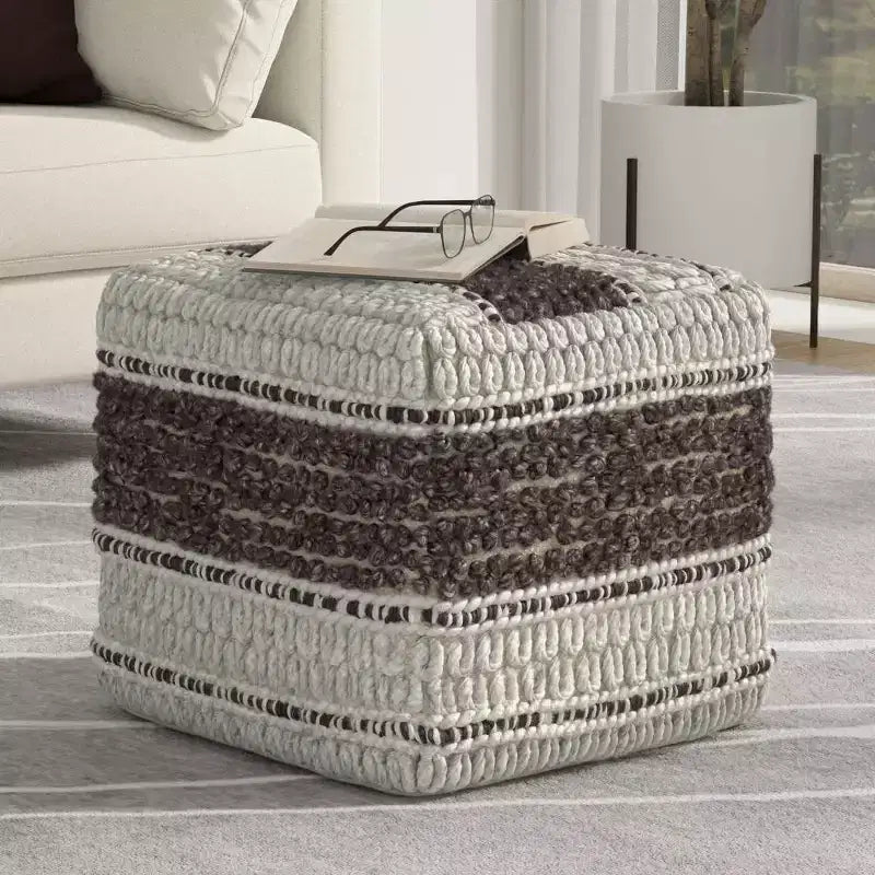 Pouf quadrato Heyfield fucsia/naturale - WyndenHall