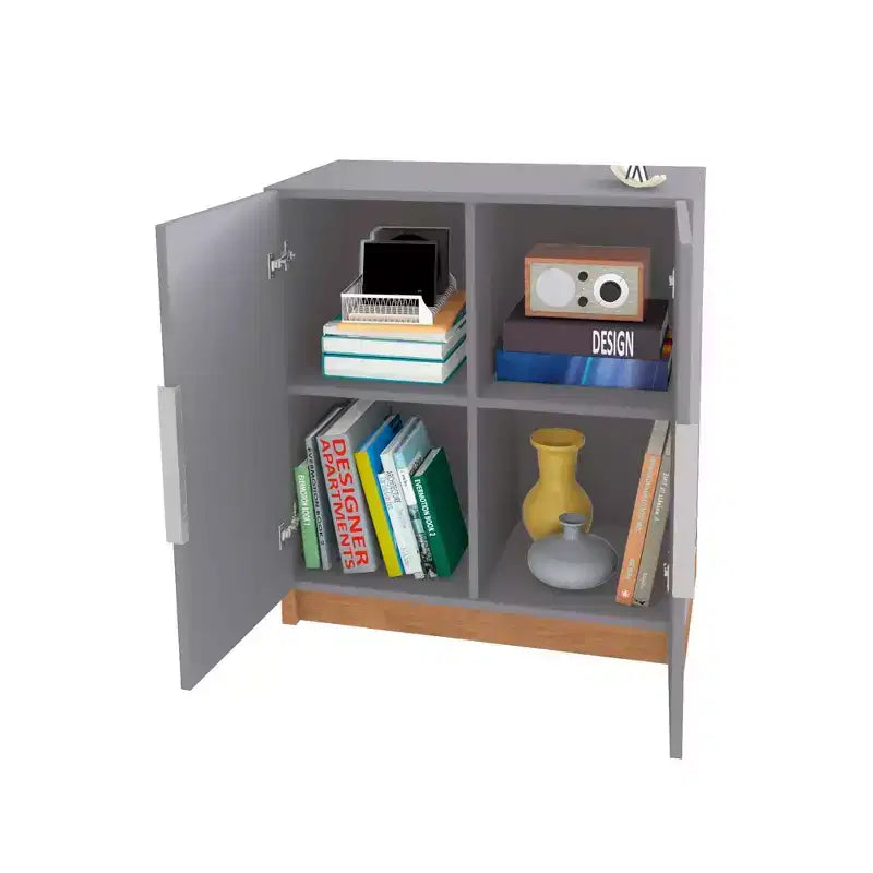 29.92" Cornelia Cabinet Gray/Natural - Manhattan Comfort: Multi-Use Stand & Bookcase