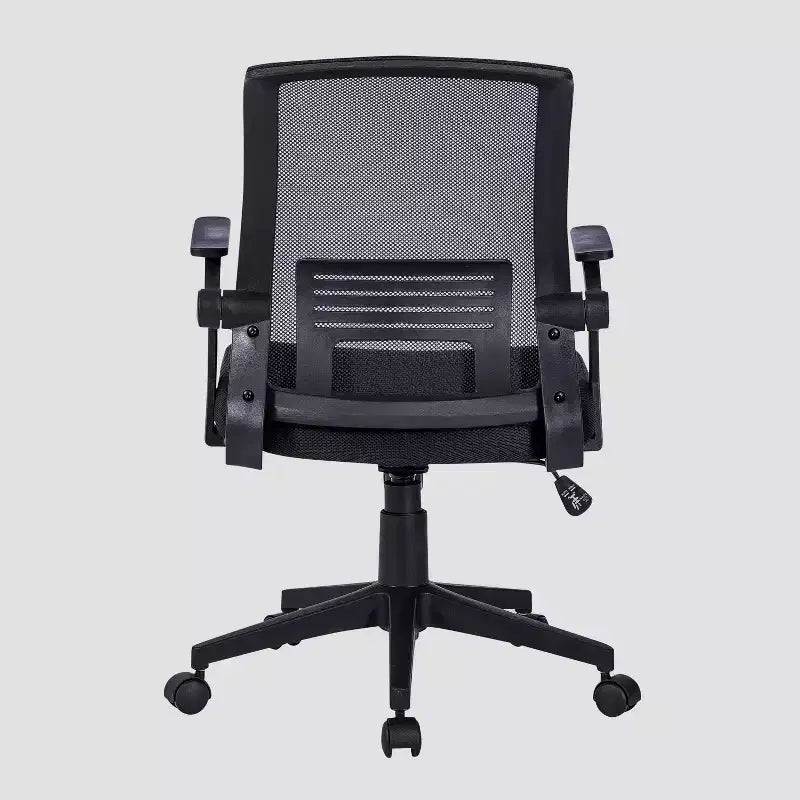 Sedia da ufficio ergonomica in rete nera - Techni Mobili: braccioli regolabili, struttura in metallo, sedia girevole da scrivania con ruote