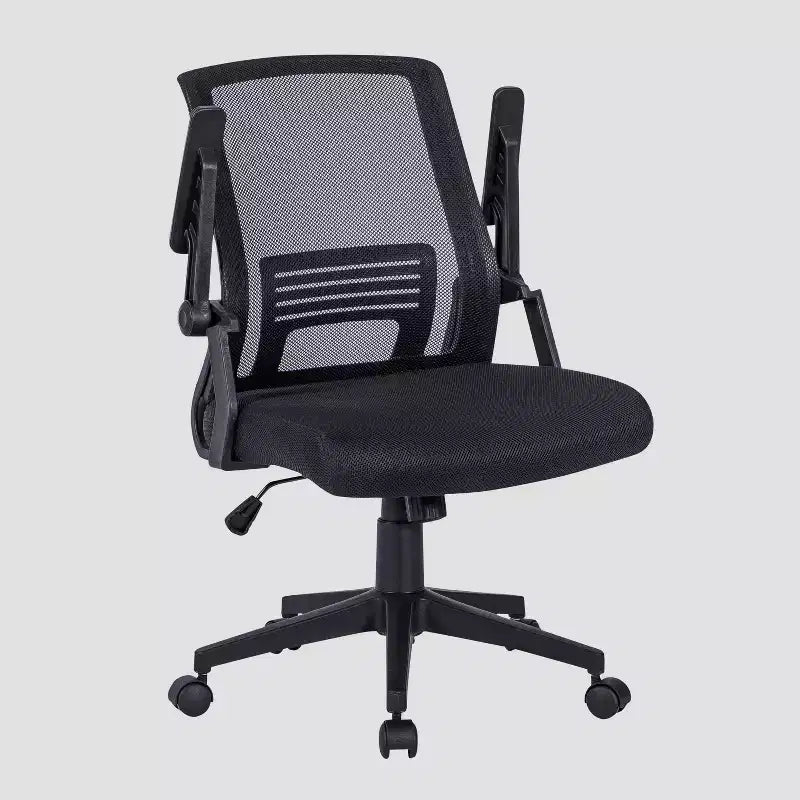 Sedia da ufficio ergonomica in rete nera - Techni Mobili: braccioli regolabili, struttura in metallo, sedia girevole da scrivania con ruote