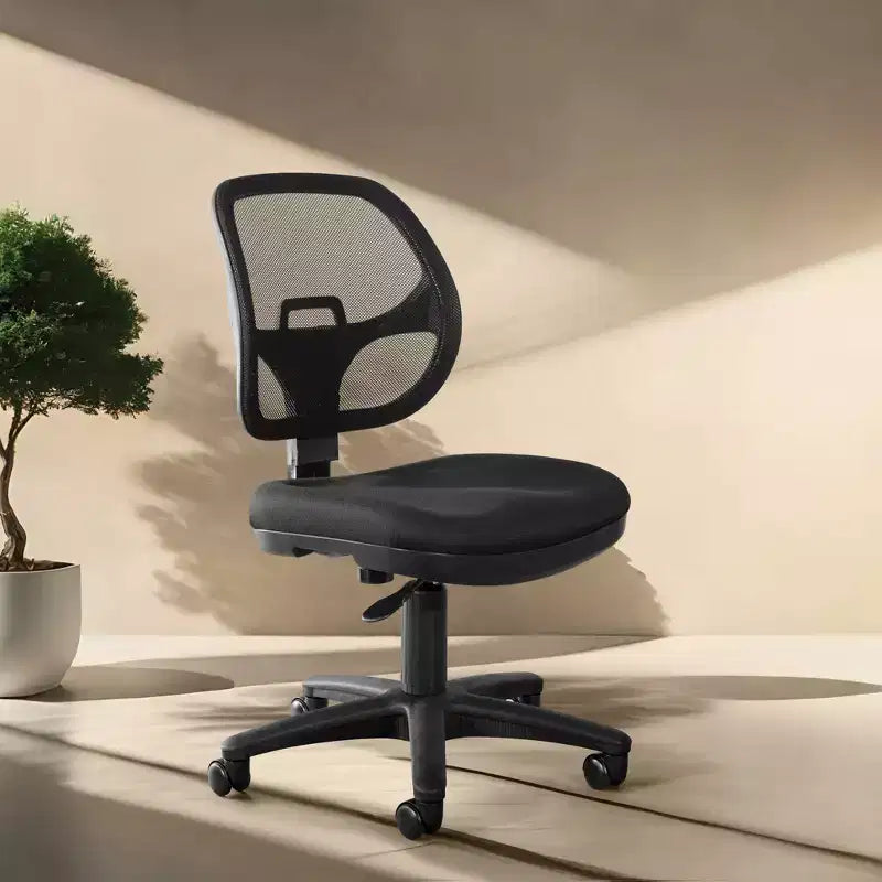 Mesh Screen Back Task Chair with Fabric Seat Black - OSP Home Furnishings: Ergonomic, Swivel, Adjustable Height