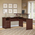 Scrivania ad angolo con 3 posizioni Cabot 60W, ciliegio Harvest - Bush Furniture: ergonomica, altezza regolabile
