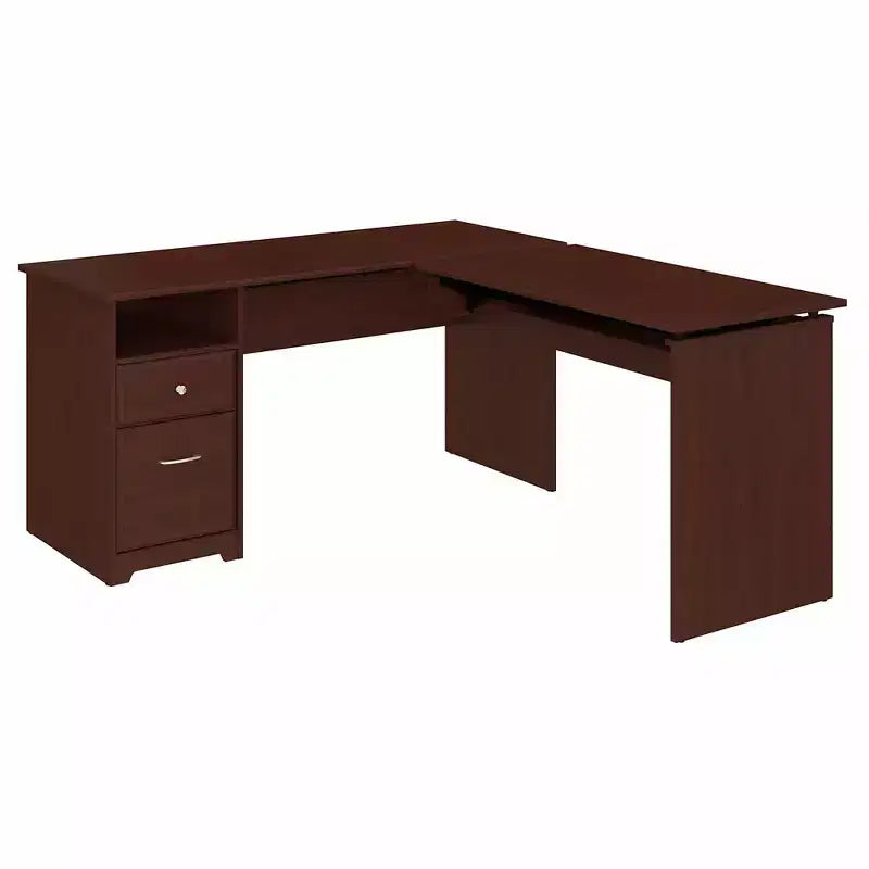 Scrivania ad angolo con 3 posizioni Cabot 60W, ciliegio Harvest - Bush Furniture: ergonomica, altezza regolabile