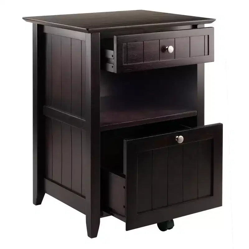 Burke File Cabinet Coffee Finish - Winsome: Solid Wood, Composite, 2 Drawers, Legal/Letter Size, Caster Base