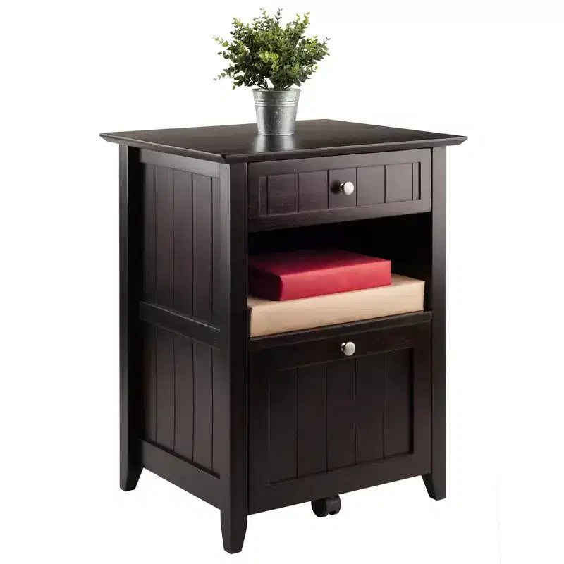 Burke File Cabinet Coffee Finish - Winsome: Solid Wood, Composite, 2 Drawers, Legal/Letter Size, Caster Base