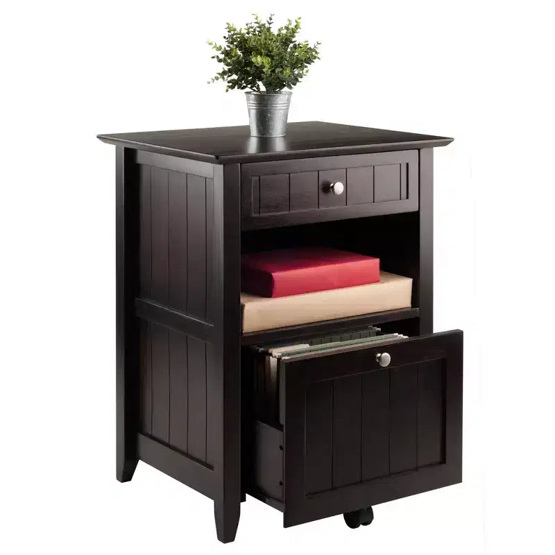 Burke File Cabinet Coffee Finish - Winsome: Solid Wood, Composite, 2 Drawers, Legal/Letter Size, Caster Base