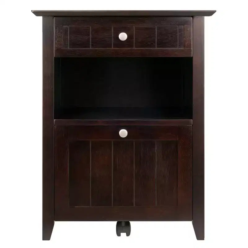 Burke File Cabinet Coffee Finish - Winsome: Solid Wood, Composite, 2 Drawers, Legal/Letter Size, Caster Base
