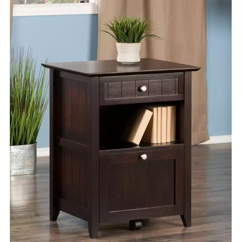 Burke File Cabinet Coffee Finish - Winsome: Solid Wood, Composite, 2 Drawers, Legal/Letter Size, Caster Base