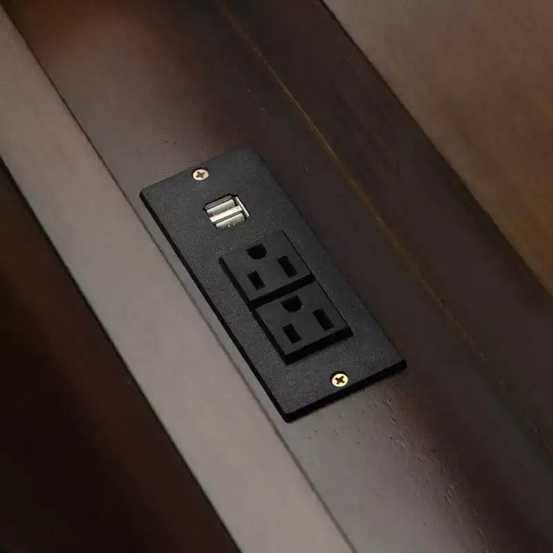 Scrivania Lisa da 60" marrone invecchiato naturale - WyndenHall: Design contemporaneo, porta USB, 3 cassetti, accessori in bronzo