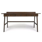 Scrivania Lisa da 60" marrone invecchiato naturale - WyndenHall: Design contemporaneo, porta USB, 3 cassetti, accessori in bronzo