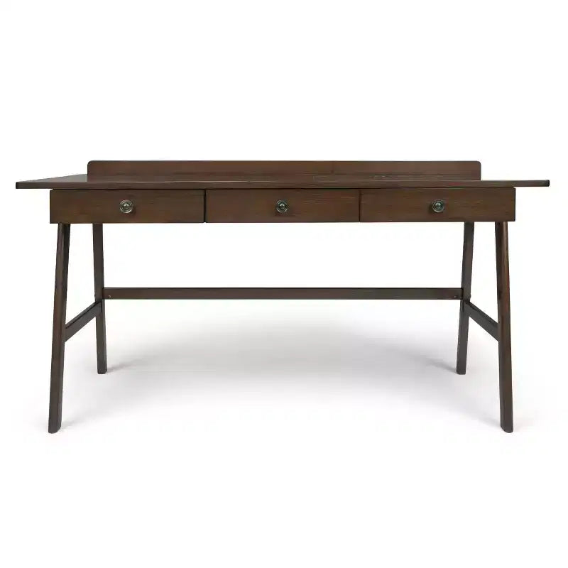 Scrivania Lisa da 60" marrone invecchiato naturale - WyndenHall: Design contemporaneo, porta USB, 3 cassetti, accessori in bronzo