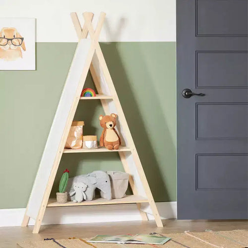 59.25" Sweedi Tent Shelving Unit Natural Cotton/Pine - South Shore