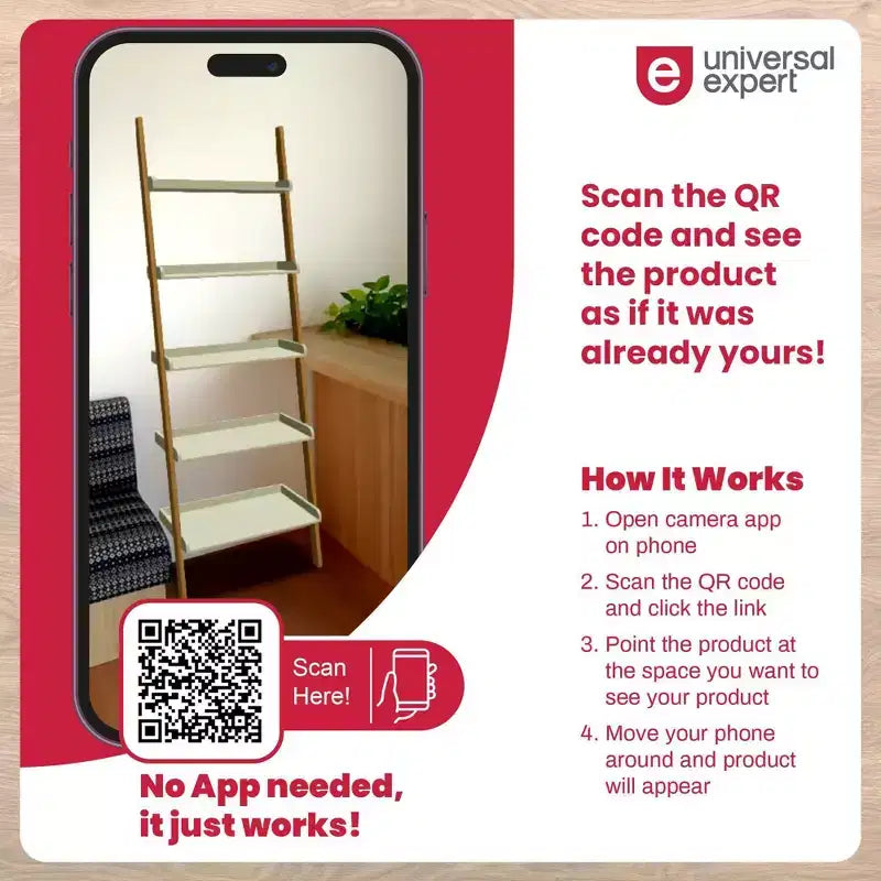 76" Remus Ladder Bookshelf Modern Oak and White - Universal Expert: Wall Leaning Design, 5-Tier Storage