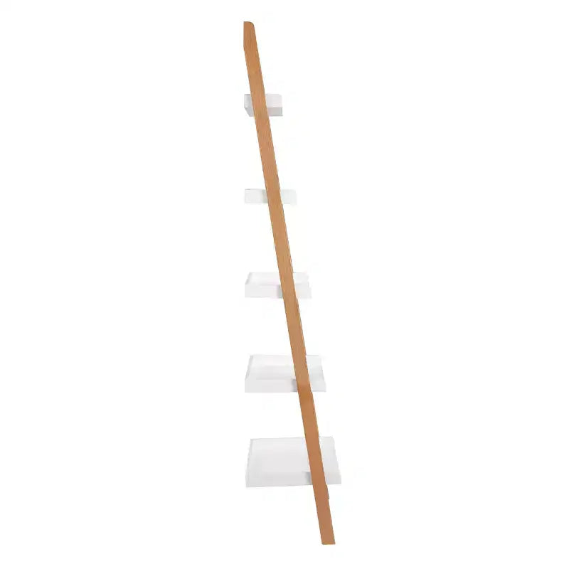 76" Remus Ladder Bookshelf Modern Oak and White - Universal Expert: Wall Leaning Design, 5-Tier Storage