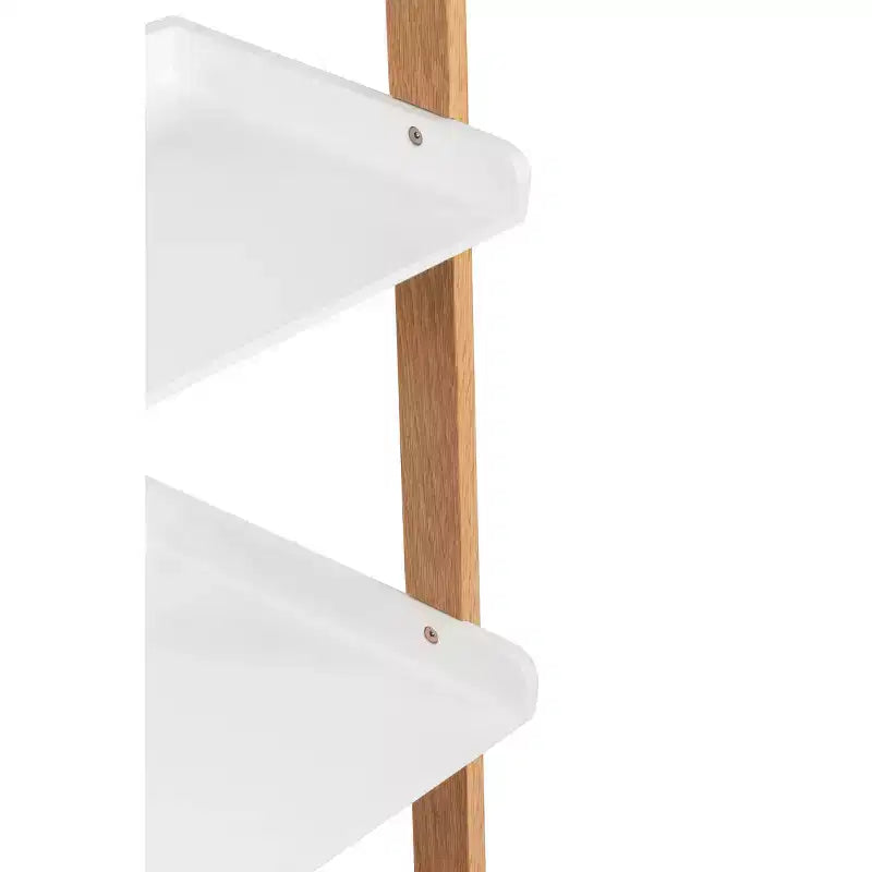 76" Remus Ladder Bookshelf Modern Oak and White - Universal Expert: Wall Leaning Design, 5-Tier Storage