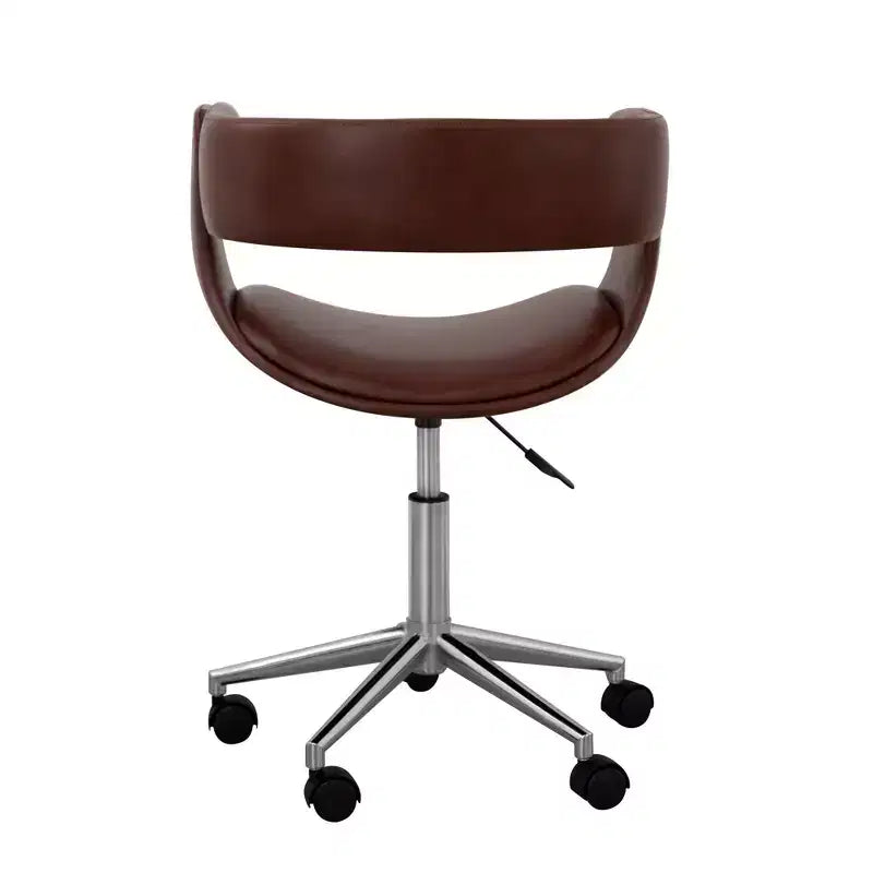 Teamson Home Faux Leather Swivel Home Office Chair with Adjustable Seat Height Brown