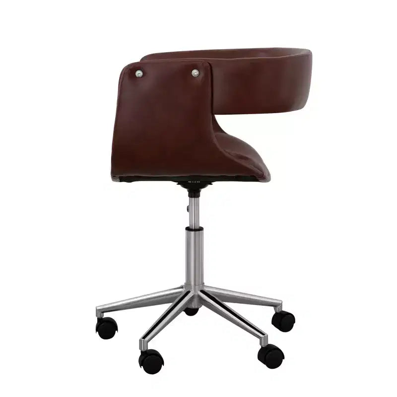 Teamson Home Faux Leather Swivel Home Office Chair with Adjustable Seat Height Brown