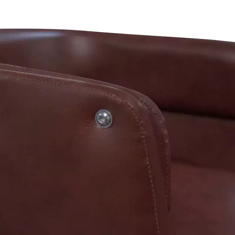 Teamson Home Faux Leather Swivel Home Office Chair with Adjustable Seat Height Brown