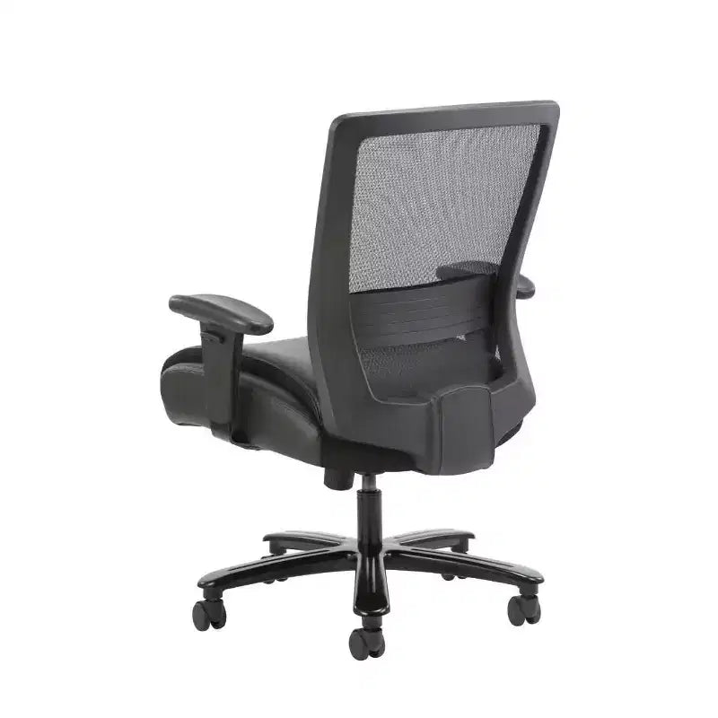 Mesh Heavy Duty Chair Black - Boss Office Products: LeatherPlus Seat, 400 lb Capacity, Adjustable Arms