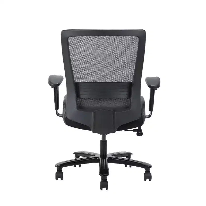 Mesh Heavy Duty Chair Black - Boss Office Products: LeatherPlus Seat, 400 lb Capacity, Adjustable Arms