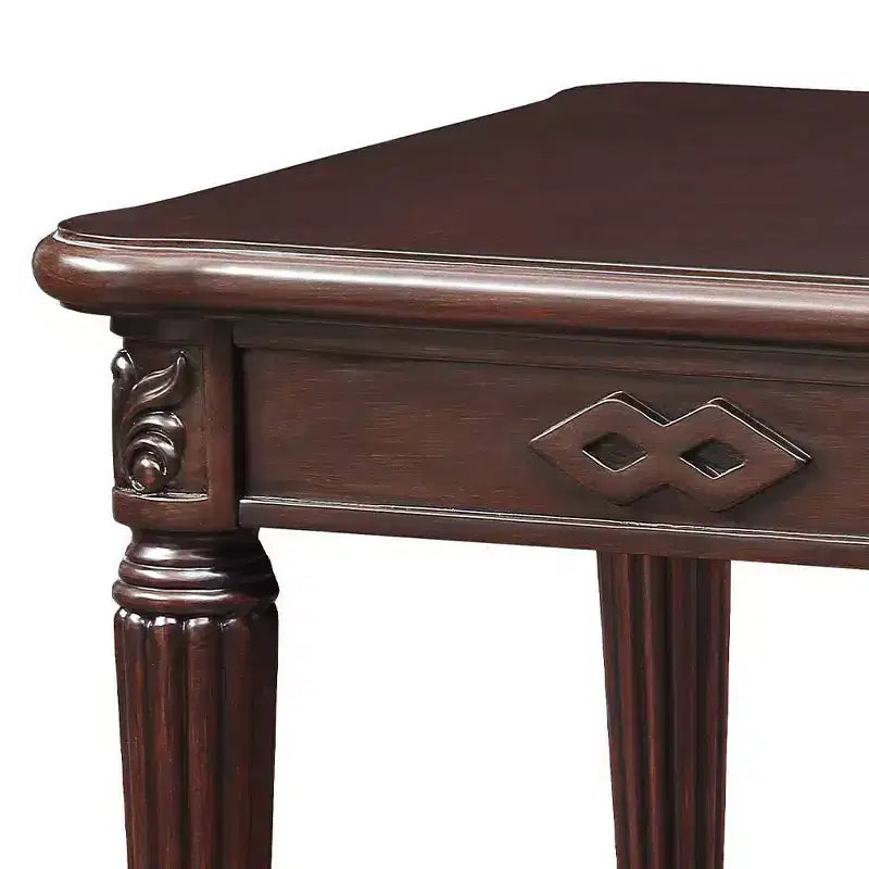 Tavolino quadrato in legno marrone con gambe tornite