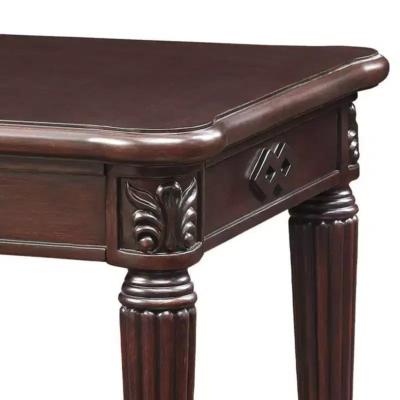 Tavolino quadrato in legno marrone con gambe tornite