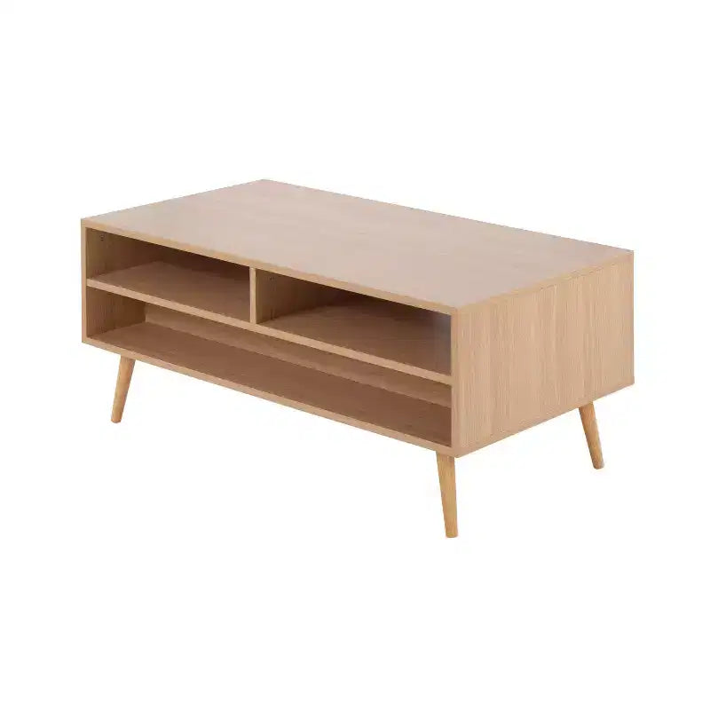 Tavolino Astro: Rettangolare Bianco Contemporaneo con Cassetti e Ripiani, Struttura in Legno Composito, Arredamento Soggiorno