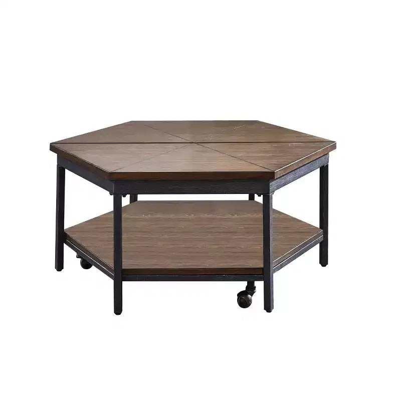 Steve Silver Co. Ultimo Hexagon Lift Top Metal Cocktail Brown