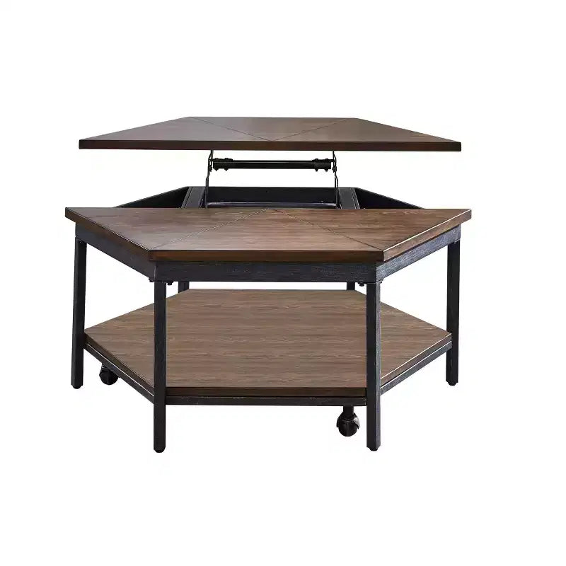 Steve Silver Co. Ultimo Hexagon Lift Top Metal Cocktail Brown