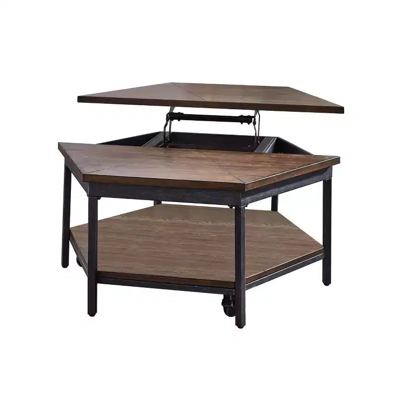 Steve Silver Co. Ultimo Hexagon Lift Top Metal Cocktail Brown