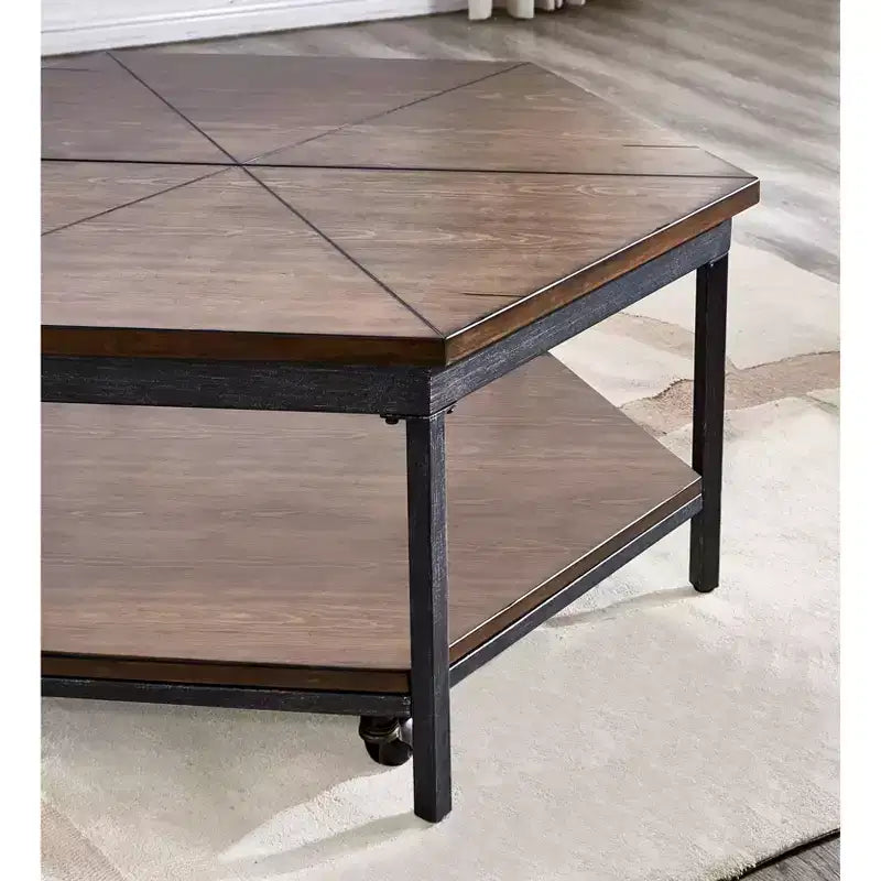 Steve Silver Co. Ultimo Hexagon Lift Top Metal Cocktail Brown