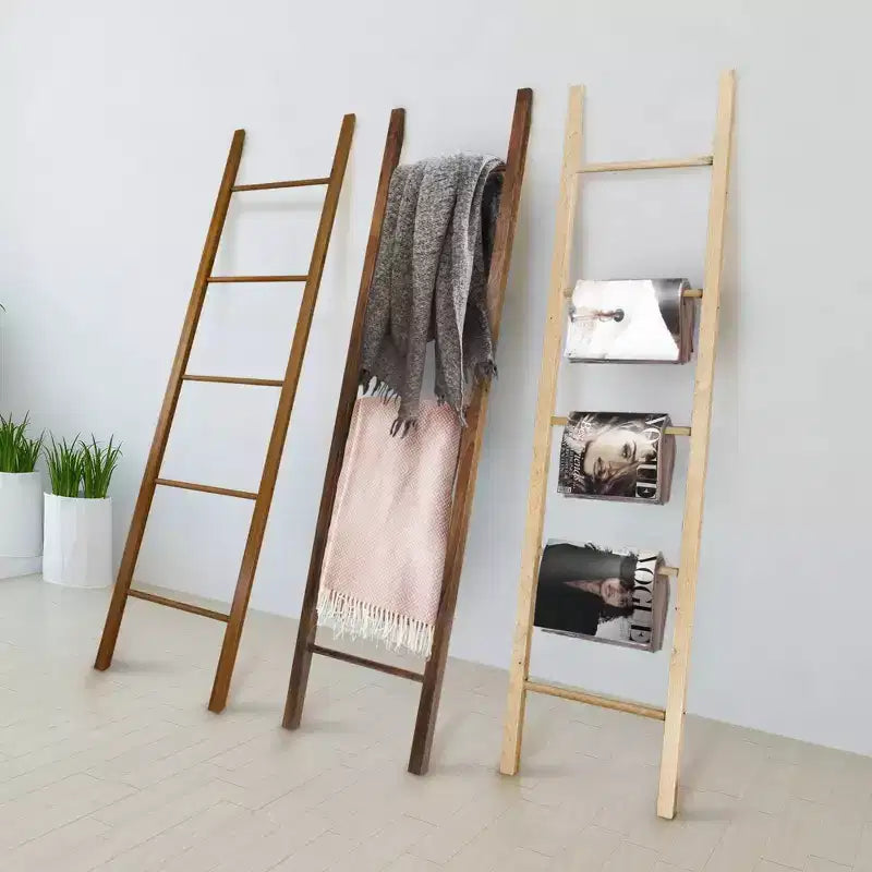 Decorative Ladder Natural Cherry - Flora Home: Solid Wood Towel Holder, 5-Rung Design