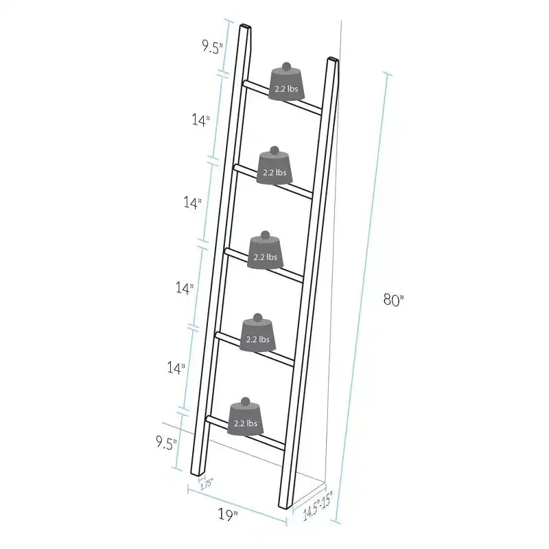 Decorative Ladder Natural Cherry - Flora Home: Solid Wood Towel Holder, 5-Rung Design