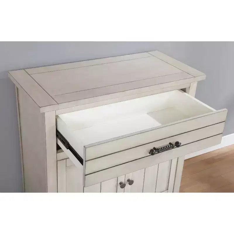 HOMES: Inside + Out Longo Hallway Cabinet Antique White: Birch Frame, Adjustable Shelves, Anti-Tip Hardware, Transitional Style