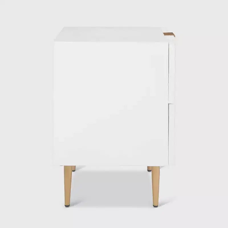 Jolie 2 Drawer Side Table White - Adore Decor
