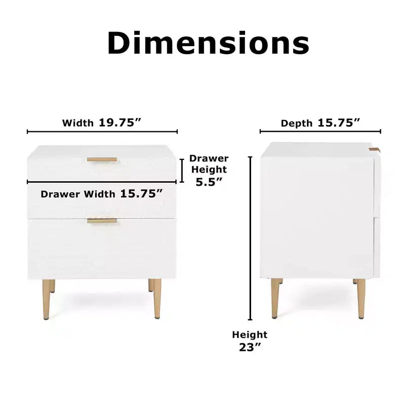 Jolie 2 Drawer Side Table White - Adore Decor