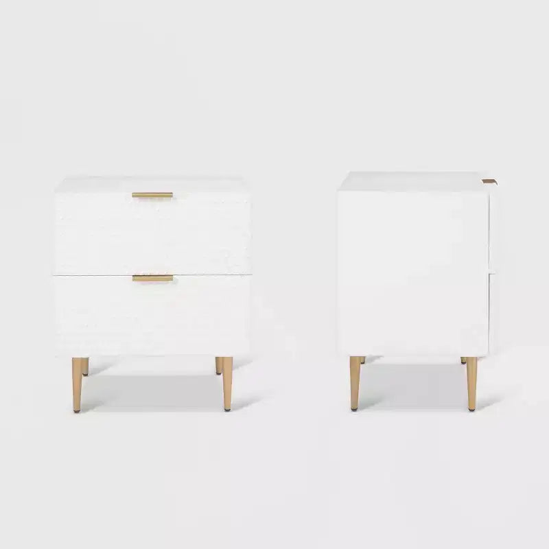 Jolie 2 Drawer Side Table White - Adore Decor