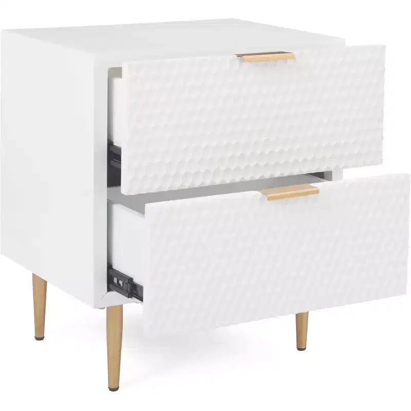 Jolie 2 Drawer Side Table White - Adore Decor