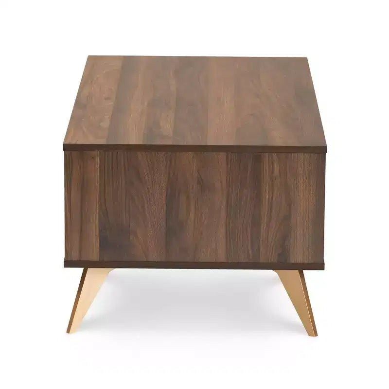 Edel Mid-Century Modern Coffee Table Walnut/Brown/Gold - Baxton Studio