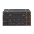 Traditional Linen and Wood Coffee Table Dark Blue - Olivia & May