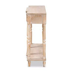 Hallan Wood Consolle 3 Cassetti Rovere Marrone - Baxton Studio: Sbiancato, Maniglie color Oro Antico, Ripiano Inferiore