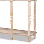 Hallan Wood Consolle 3 Cassetti Rovere Marrone - Baxton Studio: Sbiancato, Maniglie color Oro Antico, Ripiano Inferiore