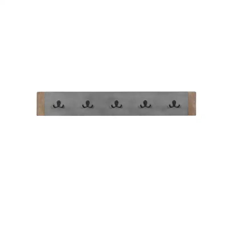 40" Davenport Coat Hook and Faux Concrete Bench Set Light Amber - Alaterre Furniture: Rustic Industrial, 5 Double Hooks
