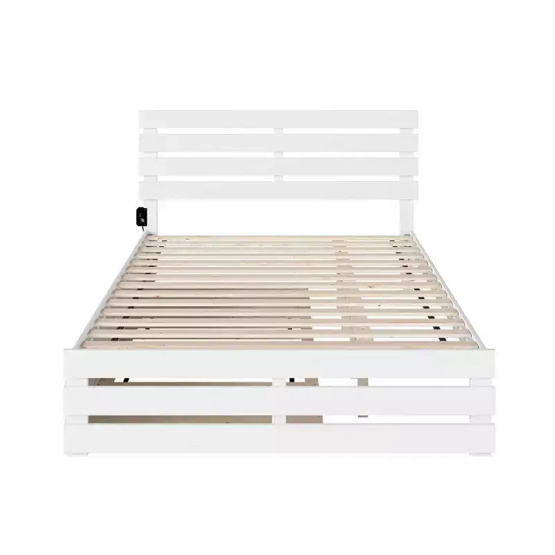 Queen Oxford Bed with Footboard, USB Charger & XL Trundle - AFI: Farmhouse Style, Hardwood Frame, Painted Finish, 800 lb Capacity
