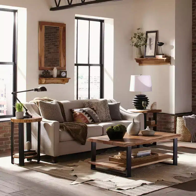 Alpine Live Edge Wood Mantel Shelf Natural Brown - Alaterre Furniture