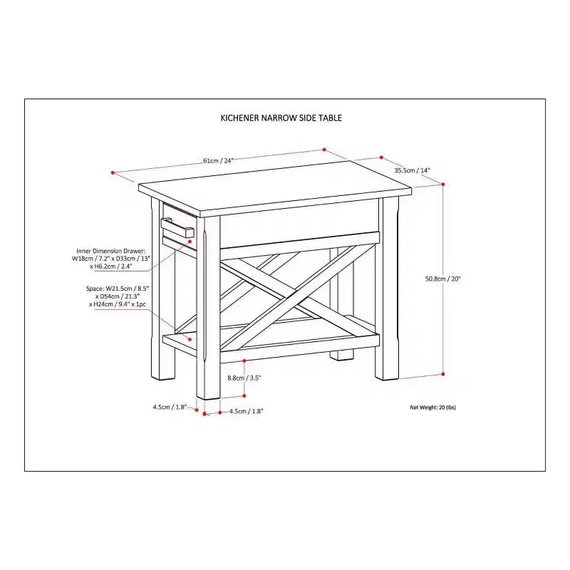 14 Waterloo Narrow Side Table - Wyndenhall
