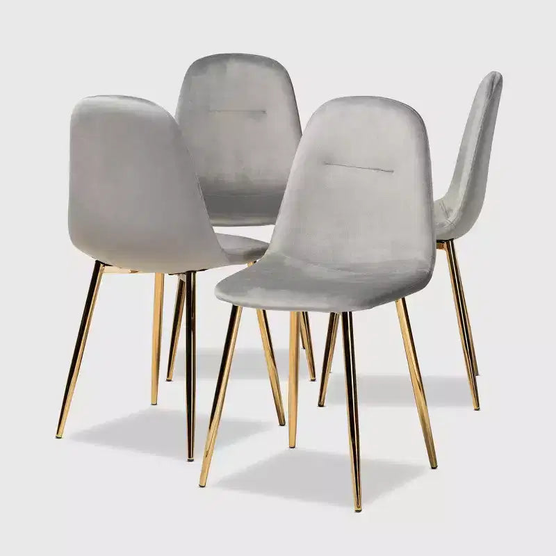 Set of 4 Elyse Velvet Upholstered Metal Dining Chairs - Baxton Studio
