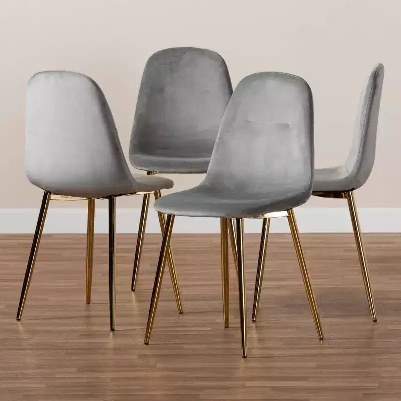 Set of 4 Elyse Velvet Upholstered Metal Dining Chairs - Baxton Studio